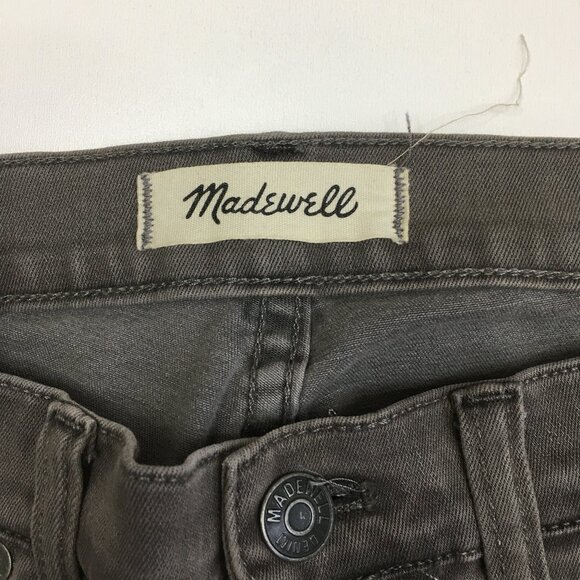 MADEWELL Gray 9" High Rise Skinny Raw Edge Hem 5 Pocket Logo Hardware Jeans - Picture 2 of 13